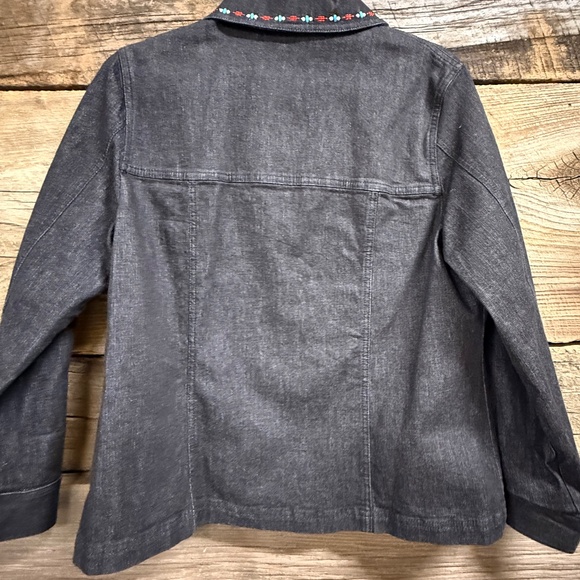 Allison Daley Westrn themed color embroidered  black denim jacket, 10P NWOT - Picture 6 of 6